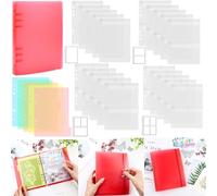 26 Pcs/Sets A5 Die Storage Book Binder, 1 Storage Book Cover, 5 Dividers and 20 Page Protectors Inserts Set with 1/2/3/4 Pockets for Storage Craft Supplies Die Cuts and Stamp Storage Folder (Red)