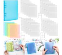 26 Pcs/Sets A5 Die Storage Book Binder, 1 Storage Book Cover, 5 Dividers and 20 Page Protectors Inserts Set with 1/2/3/4 Pockets for Storage Craft Supplies Die Cuts and Stamp Storage Folder (Blue)