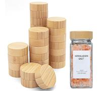 26 Pcs Spice Jars Bamboo Lids,Fits 4 Oz and 8 Oz Glass Spice Jars,For Square and Round Plastics Spice Jars,Jar Not Included