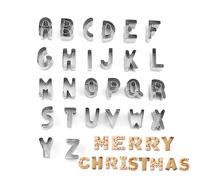 26 Pcs Stainless Steel Fondant Letter Cutters Set - Alphabet Cookie for DIY Baking,Cake Decorating,Biscuits,Pastry & Holiday Christmas Party,Mould Press,Icing Plunger Stamps Looking Baked Goods