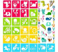 26 Pcs Stencils Drawing Stencils Chalk Template Large Washable Geometric and Animal Alphabet Themed Primary Shape Template Crafts Reusable for DIY Painting (Animal Alphabet)