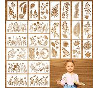 26 Pcs Stencils for Painting Flower Stencils for Painting Flower Stencil Floral Leaf Stencil for Crafts Reusable Vintage Template Children Adults for Wall Textile Postcard Gift Wrapping Bag Design
