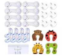 26 Pcs Strong Adhesive Cupboard Locks Set with Plug Cover,Anti-Bump L-Corner and Finger Anti Pincer for Children,No Drilling Safety Locks for Children,Plastic Child Locks for Kitchen Furniture