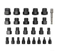 26-Piece Bolt Extractor Kit With Reverse Spiral Internal Threads Designed To Grip And Remove Broken Fasteners Without Slippage