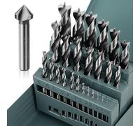 26-Piece Drill Bit Set, 1-13 mm Wood Drill, High-Speed Steel, HSS Metal Drill, Very Sharp Masonry Drill, Long Spiral Drill Bit Set with Countersink Metal and Storage Box for Hard and Soft Wood
