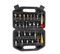 26-Piece Drill Bit Set for Wood, Metal & Leather - High-Speed Steel Multi-Function Step, Countersink, Chamfer & Center Punch Tools with Pyramid and Five-Flute Bits