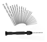 26-Piece Precision Pin Vise Hand Drill Set with 0.5-3mm Twist Drill Bits - Multifunctional Mini Manual Drill for Craft Carving, Woodworking, Jewelry & Model DIY (Black)