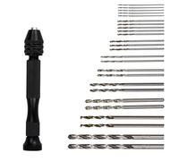 26-Piece Precision Pin Vise Hand Drill Set with Mini Twist Bits & Chuck - Manual Hand Drill Kit for DIY Crafting, Model Making - Small Hole Drilling Tools