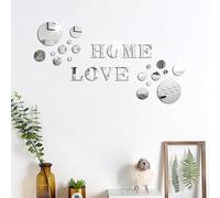26 Pieces 3D Acrylic Mirror Wall Stickers Home Love Letters Round Mirrors Suitable for Living Room Bedroom Dining Room Background Walls Modern Style Wall Stickers Home Decoration