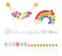 26 Pieces Cake Inserts, Cloud Cake Decoration Inserts, Rainbow Cake Topper, Party Star Decoration Cake Supplies