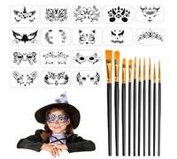 26 Pieces Face Paint Stencils Set,Reusable Face Painting Stencils Temporary Tattoos Body Painting Templates with 10 Drawing pens for Kids Halloween Holiday Party Makeup Art Painting