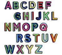 26 Pieces Iron on Letter Patches A-Z Alphabet Sew on Fabric Embroidered Patch for Hats, Jackets, Shirts and Jeans DIY Craft Sewing Projects Cartoon Font Multicolor
