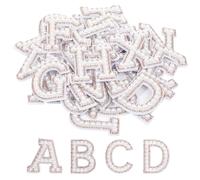 26 Pieces Pearl Rhinestone Letter Patches Self Adhesive A-Z,Pearl Glitter Letter Patches Rhinestone Iron On Patch for Clothes, Fabric, Backpack (Light Yellow)