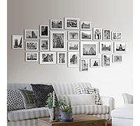 26 Pieces Picture Frames Set Collage Photo Frames Wall Gallery Kit for Wall and Home, Two 6x8 in, Five 4x6 in, Nineteen 3.5x5 in Black White (White)