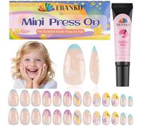 26 Pieces Press on Nail Kid, EBANKU Cloud Fake Nails for Kids Mini Glue on Nail Almond False Nail for Girls 6-10 Years