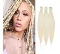 26" Pre Stretched Braiding Hair Professional Hot Water Setting Synthetic Fiber Crochet Braids Braiding Hair Extensions Twist Braid 3 Bundles/Lot Bleach Blonde