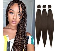 26" Pre Stretched Braiding Hair Professional Hot Water Setting Synthetic Fiber Crochet Braids Braiding Hair Extensions Twist Braid 3 Bundles/Lot Medium Brown