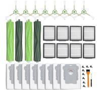 26 Replacement Parts for iRobot Roomba i7 i7+ i3 i3+ i4 i4+ i6 i6+ i8 i8+ j7 j7+/Plus E5 E6 E7 Robot Vacuum Accessories, 2 Multi-Surface Rubber Roller Brushes 8 Filters 8 Side Brushes 8 Vacuum Bags