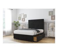 (2'6 Small Single, Black) Comfort Denver Plush Divan Bed Base 2 Drawers Same Side 26" Strutted Headboard