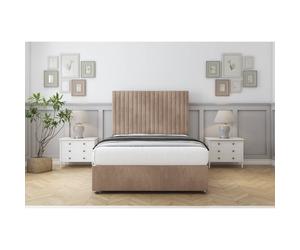 (2'6 Small Single, Mink) Comfort Denver Naples Divan Bed Base No Drawers 26" Strutted Headboard