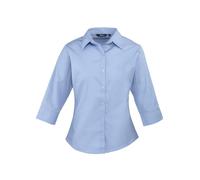 Premier Womens/Ladies Poplin 3/4 Sleeve Shirt (Mid Blue) - Size 26 UK