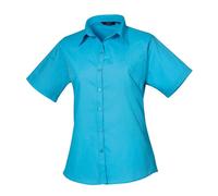 Premier Women's Poplin Short-Sleeved Blouse in Turquoise | Size: 26 Premier Turquoise 26
