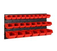 (26) vidaXL Workshop Shelf Set Red and Black Polypropylene Chest 1/26/30/35 Piece