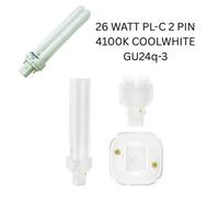 26 Watt Pl-C 2 Pin Gu24Q-3 Compact Fluorescent Lamp Cfl 4100K Cool White Long Life 10,000 Hours