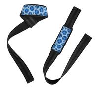 26" Weight Lifting Straps Neoprene Padded Heavy Duty Leopard Print Pale Blue