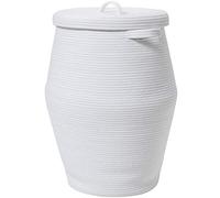 26" x 20" Tall Extra Large Storage Basket with Lid, Cotton Rope Storage Baskets, Woven Laundry Hamper with Cover, Cloth Storage Bin, for Clothes Blanket in Living Room, All White
