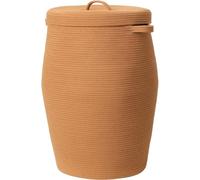 26"x20" Handcrafted Tall Cotton Rope Basket with Lid, Stylish Flagon Shape with Cover, Clothes Hamper with Top, for Bedroom and Living Room, All Orange Brown