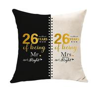 26 Years of Marriage Gifts for Couple Mr. Right and Mrs. Always Right Gifts Anniversary Cushion Cover for Husband Wife 26th Wedding Gifts for Her Him Dad Mum Aunt Wedding Anniversary Keepsake (26th)