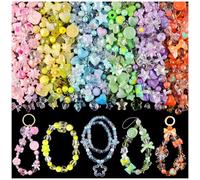 260-320PCS Assorted Acrylic Beads for Bracelet Making, Flower Bow Butterfly Candy Heart Star Gummy Bear Kawaii Aesthetic Beads,Cute Beads for Jewelry Making DIY Necklace Keychain Phone Charms