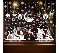 260 PCS Christmas Window Stickers Static PVC Stickers Christmas Tree Reindeer Snowflake Double Sided Xmas Window Decorations Stickers