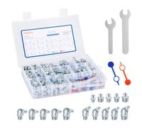 260 Pcs Hydraulic Grease Nipple Fitting Assortment Kit Galvanized Carbon Steel 1/4" 1/8" M6 M8 M10 Straight 90 Degree 45 Degree Angled Grease Zerks Replacing Missing and Broken Zerk Fittings