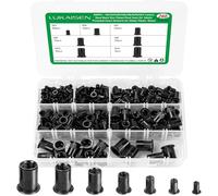 260 Pcs Rivet Nuts Kit, Flat Head Threaded Insert Nut Riveter Set, Black Zinc Plated Carbon Steel Rivnuts, Blind Rivet Nut Assortment for Metal (M3/M4/M5/M6/M8/M10/M12)(Black)