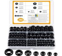 260 Pcs Rubber Grommets Kits, 7 Assorted Sizes Black Electrical Cable Holes Conductor Wiring Blanking Gasket Ring Grommets Assortment Kit for Protecting Wires, Plugs, Cables Holes (black)