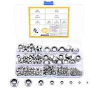 260 Pcs Stainless Steel Nylock Nuts, Nyloc Hex Nutss, Self Locking Nuts with Nylon Insert Lock Fasteners, Hexagon Nut for Screws and Bolts, M2 M3 M4 M5 M6 M8 M10 M12 Locknuts
