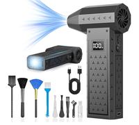 260000RPM Compressed Air Duster, Compressed Air Cleaner for PC, 4-Gear Adjustable Air Blower Cordless for PC/Car, Mini Electric Air Duster with 2 LED Light & Display (Star)