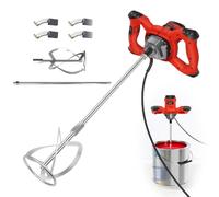 2600W Cement Mixer Electric Paddle Mixer, Powerful Paint Mixer Plaster Mixing Tool with 6 Variable Speeds for Mixing Mortars, 1700 U/min Mixing Speed, M14 Spiral Rod, Red