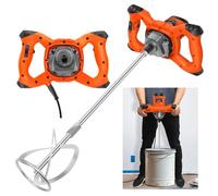2600W Concrete Mixer Machine Electric Paddle Plaster Plastering Mortar Paint Mixer, M14 Threaded Rod 240 Volt Stirrer 6-Speed Variable Electric Mixer (Orange)