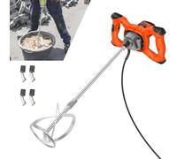 2600W Handheld Paddle Mixer Concrete Mixer, Portable Concrete Cement Mixer Adjustable 6 Speed Paint Mixer, Paddle Drill Mixer Stirring Tool for Mortar Grouts Paint Cement Plaster Plastering, Orange