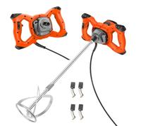 2600W Portable Paddle 1700 U/min Mixer Concrete Mixer, Electric Plaster Paddle Mixer Drill Mortar Paint Cement Stirrer 6 Speed, M14 Threaded Rod, 2M Power Cable, Orange