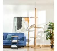 260cm Floor To Ceiling Cat Tree Activity Center w/ Perches Kitten Indoor PawHut Brown 40cm