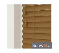 260Cm Truffle Faux Wood Venetian With Strings 120Cm Drop