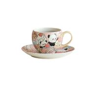 260ML/9oz Panda Hand-Painted Coffee Cup and Saucer, Ceramic Home Afternoon Tea Coffee Cup - Panda Hand-Painted Coffee Cup and Saucer [Strawberry Cake]