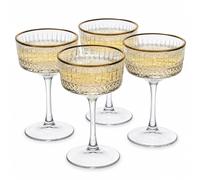 260ml Gold Rim Champagne Coupe Saucers Elegant Cocktail Martini Wine Glasses Set