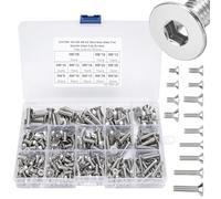 260pcs 304 Stainless Steel M4/M5/M6 Bolts Set, Flat Head Hex Socket Head Bolt Set, Machine Screws Assortment Kit for Electronics Industry, Metric Machine, Fixings