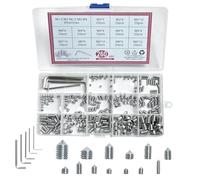260Pcs Cone Point Grub Screws Mixed, M3/M4/M5/M6/M8 Hex Head Stainless Steel Socket Screws Assortment, with 5 Pcs Socket Allen Key, Screws Set with a Storage Box (260 Pcs)