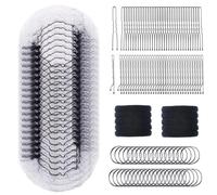 260PCS Hair Nets Set-50 Pcs 24 Inch Black Hair Nets with 50 U-Shaped Pins 50 Bobby Pins 100 Elastic Bands 10 Hair Ties, Perfect for Women Girls Ballet Bun Hair Bun Making,Black 24inch